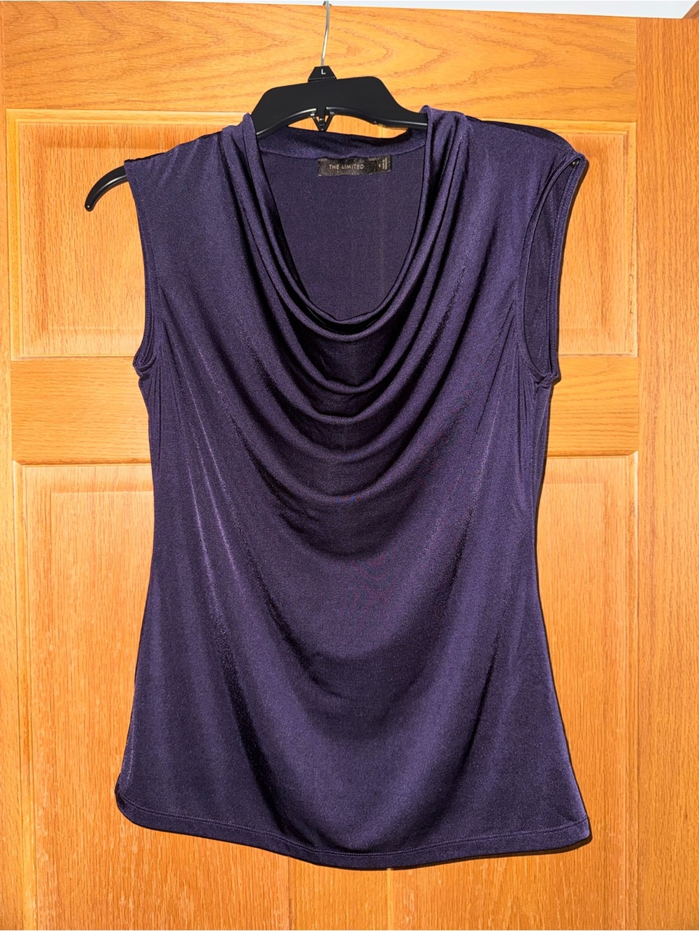 The Limited Purple Drape Neck Sleeveless Blouse